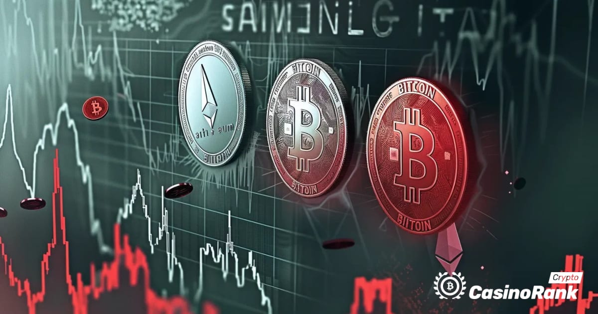 Kriptovalūtu tirgus kritums: Bitcoin, Ethereum un XRP cenas samazinās
